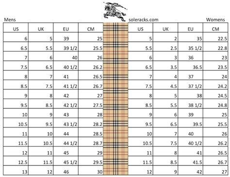 burberry shoe size guide